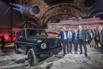 Mercedes-Benz New Year's Reception on the eve of the 2018 North American International Auto Show (NAIAS). World Premiere of the new Mercedes-Benz G-Class. Dieter Zetsche, Arnold Schwarzenegger, Britta Seeger, Ola Källenius