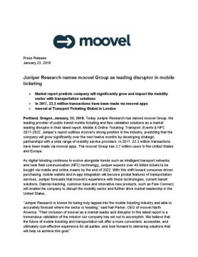 Juniper Research names moovel Group as leading disruptor in mobile ticketing