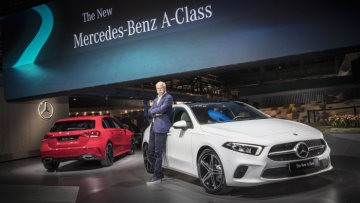 Mercedes-Benz presenting the new A-Class at Kromhouthal in the city of Amsterdam.