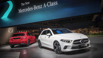 Mercedes-Benz presenting the new A-Class at Kromhouthal in the city of Amsterdam.