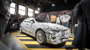 Mercedes-Benz presenting the new A-Class at Kromhouthal in the city of Amsterdam.