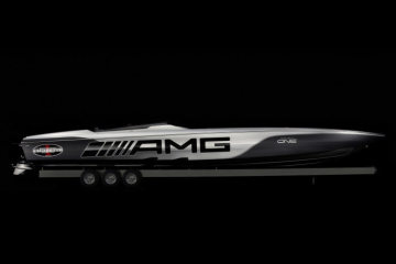 The weight optimized Cigarette Racing 515 Project ONE is over ten feet longer than the Cigarette Racing 41’ SD GT3 but it weighs over 5,000-lbs less.