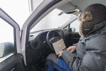Winter trials Mercedes-Benz eVito in Sweden.