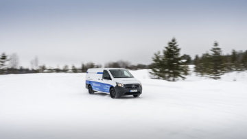 Winter trials Mercedes-Benz eVito in Sweden.