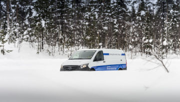 Winter trials Mercedes-Benz eVito in Sweden.