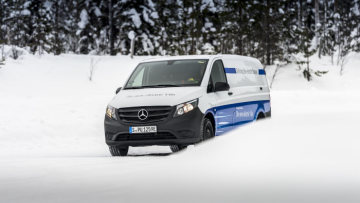 Winter trials Mercedes-Benz eVito in Sweden.