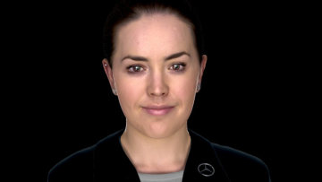 At the Mobile World Congress Daimler Financial Services presents a digital human concept called 'Sarah'.