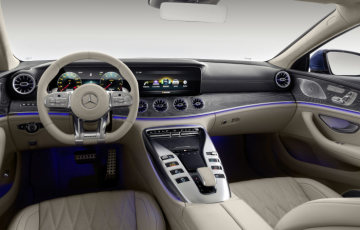 Mercedes-AMG GT 63 S 4MATIC+ 4-Door Coupé, AMG Silver-chrome packet, Interior: Leather exclusive STYLE magma grey /macchiato, Body trim: Wood ash open-pored metallised