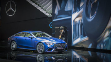 World premiere of the Mercedes-AMG GT 4-Door Coupé: performance meets design; More space, more power, more goose pimples – the new Mercedes-AMG GT 4-Door model delivers driving experiences in new dimensions and extends the AMG model family. The new coupé is the first four-door sports car from Affalterbach and draws directly on the legendary SLS and AMG GT models of success. As another vehicle developed autonomously by Mercedes-AMG it combines unique design, high comfort and outstanding sports car engineering with an athletic, four-door fastback layout. It thus offers more space and more potential uses. Systematic expansion of the AMG GT family with the 4-door Coupé opens up the sports car segment to those looking for a vehicle for day-to-day use, but unwilling to go without the unparalleled performance of Mercedes-AMG. Fuel consumption combined 11,2 – 9,1 l/100 km; CO2 emissions combined 256 – 209 g/km**
** The stated figures (provisional data) were determined in accordance with the prescribed measuring method. These are the NEDC CO2 figures according to Art. 2 No. 1 Implementing Regulation (EU) 2017/1153. The fuel consumption figures were calculated based on these figures.


