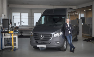 Volker Mornhinweg, Head of Mercedes Benz Vans, and the new Sprinter at the Annual Press Conference 2018 of Mercedes-Benz Vans in Stuttgart.