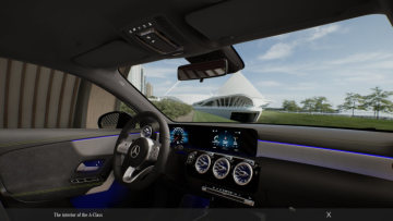 InCar Virtual Reality-Experience by Mercedes-Benz: experience the interior of the new Mercedes-Benz A-Class through the data goggles.