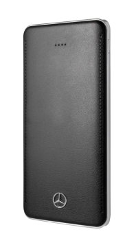 Portable battery charger: 10,000 mAh, Lithium-polymer, 4 LEDS charge indicator, Rapid-charging USB port, LED flashlight.