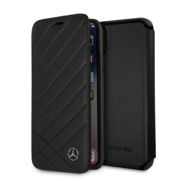 Pattern Line: real leather book-style case, schwarz