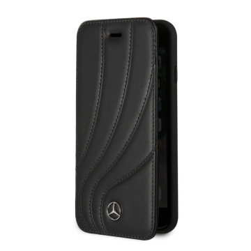 Real leather book-style case: black
