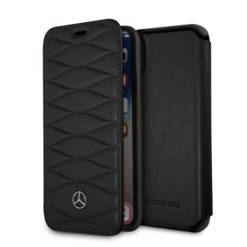 Pattern Line: real leather book-style case, schwarz