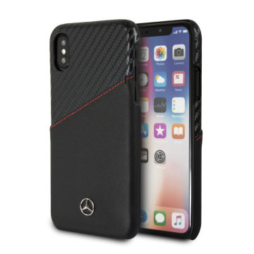 New Dynamic Line - real leather and carbon fiber case with card slot, black