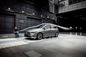 Mercedes-Benz B-Class aerodynamic test in the wind tunnel