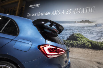 Mercedes-AMG A 35 4MATIC at "Meet Mercedes".  At the Molitor, the former iconic swimming pool converted into a luxury hotel in 2014, invited journalists enjoyed an exclusive insight into several new products and technologies from the brand with the three-pointed star.  (fuel consumption combined 7.4-7.3 l/100 km; CO2 emissions combined 169-167 g/km)
