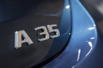 Mercedes-AMG A 35 4MATIC at "Meet Mercedes".  At the Molitor, the former iconic swimming pool converted into a luxury hotel in 2014, invited journalists enjoyed an exclusive insight into several new products and technologies from the brand with the three-pointed star.  (fuel consumption combined 7.4-7.3 l/100 km; CO2 emissions combined 169-167 g/km)