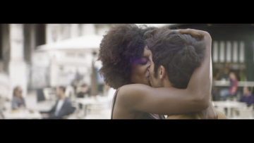 In the film "Kiss", a "pregnant" couple unselfconsciously kiss in public.