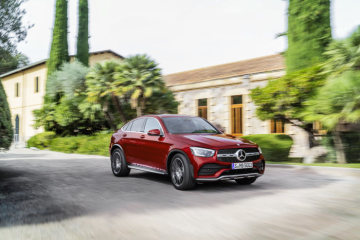 Mercedes-Benz GLC Coupé (C253), AMG Line, 2019, designo hyacinth red metallic, designo leather platinum white pearl / black