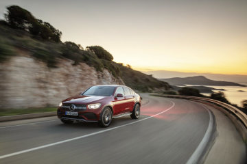 Mercedes-Benz GLC Coupé (C253), AMG Line, 2019, designo hyacinth red metallic, designo leather platinum white pearl / black
