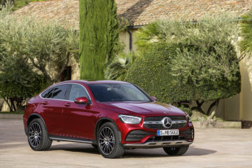 Mercedes-Benz GLC Coupé (C253), AMG Line, 2019, designo hyacinth red metallic, designo leather platinum white pearl / black