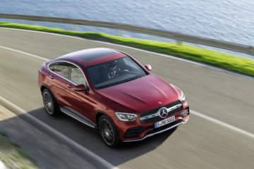 Mercedes-Benz GLC Coupé (C253), AMG Line, 2019, designo hyacinth red metallic, designo leather platinum white pearl / black