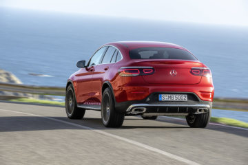 Mercedes-Benz GLC Coupé (C253), AMG Line, 2019, designo hyacinth red metallic, designo leather platinum white pearl / black