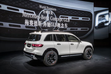 Compact show car with SUV genes: The latest concept vehicle from the brand bearing the three-pointed star celebrates its world premiere in Shanghai. The Mercedes-Benz Concept GLB is characterised by its robust appearance and plenty of room for up to seven people. The powerful proportions from the world of compact SUVs and the generous interior space make it the ideal family vehicle and leisure companion.