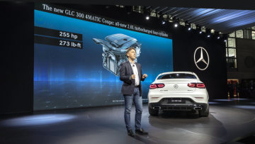 Following the successful "eve" event Britta Seeger, Member of the Board of Management of Daimler AG, responsible for Mercedes-Benz Cars Sales and Dietmar Exler, President  &  CEO of Mercedes-Benz USA, presented three further world premieres on the first press day of the NYIAS 2019: on display for the first time in the Big Apple were the new Mercedes-Benz GLS, the Mercedes-Benz GLC Coupé and the EQC Edition 1886 (combined electrical consumption: 20.8 – 19.7 kWh/100 km; combined CO2 emissions: 0 g/km)i. 