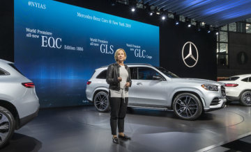 Following the successful "eve" event Britta Seeger, Member of the Board of Management of Daimler AG, responsible for Mercedes-Benz Cars Sales and Dietmar Exler, President  &  CEO of Mercedes-Benz USA, presented three further world premieres on the first press day of t he NYIAS 2019: on display for the first time in the Big Apple were the new Mercedes-Benz GLS, the Mercedes-Benz GLC Coupé and the EQC Edition 1886 (combined electrical consumption: 20.8 – 19.7 kWh/100 km; combined CO2 emissions: 0 g/km)i.
