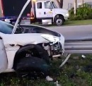 Tesla impaled by a guardrail