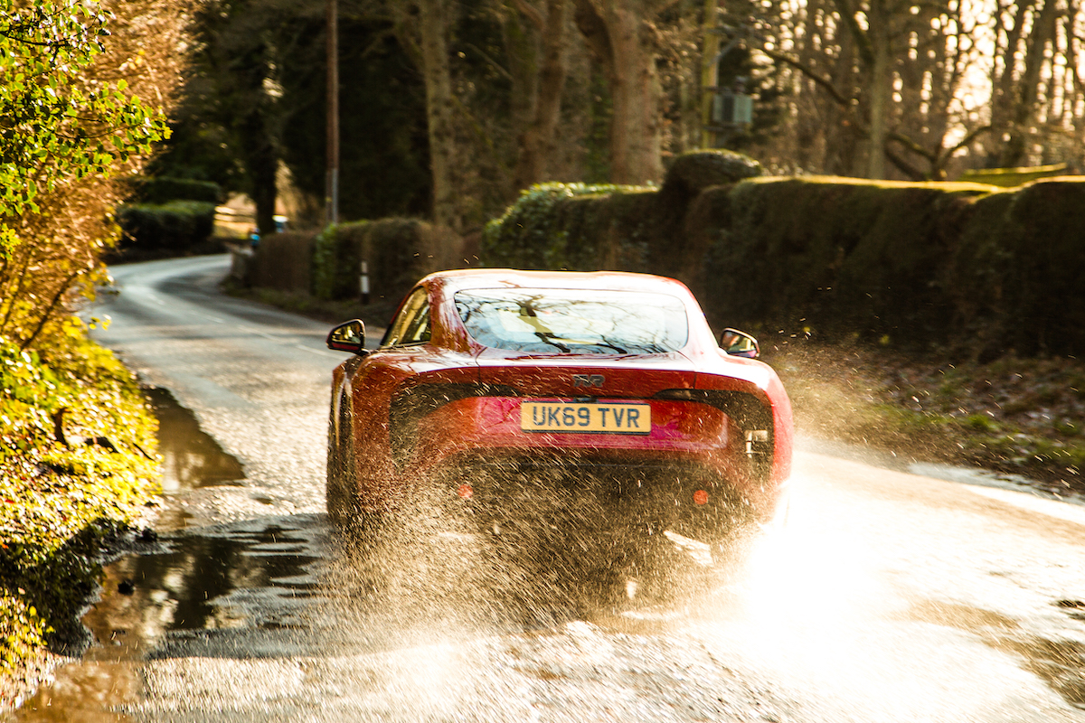 Rear of Griffith on wet country road